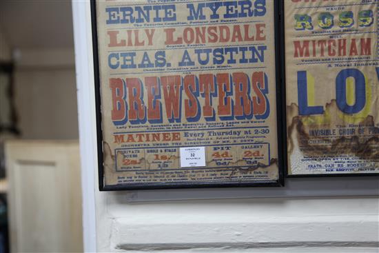 A collection of six Argyle Theatre of Varieties playbills, largest 35 x 11in.